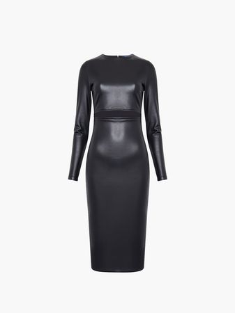 Trina Etta PU Cut Out Dress Black | French Connection US