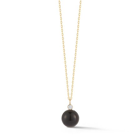 14kt Gold Onyx and Diamond Dot Necklace – MATEO