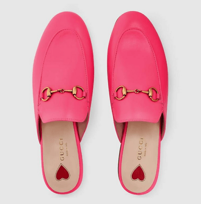 Gucci Women Princetown Leather Mule Loafer Slipper Fuschia Neon Pink Sz 34.5 NIB | eBay