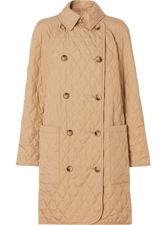 Burberry Diamond-Quilted Double-Breasted Coat Ss20 | Farfetch.com