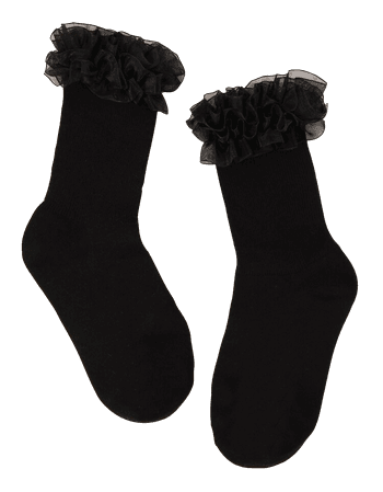 black ruffle socks