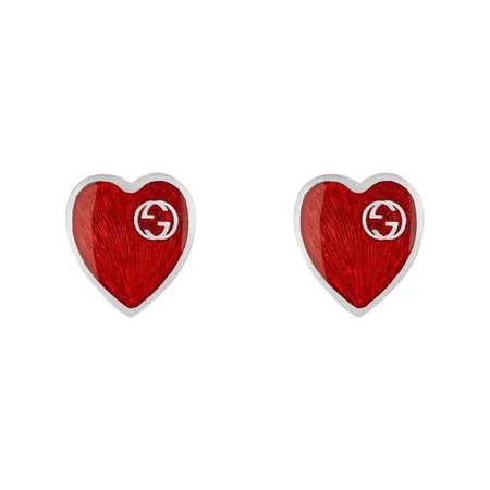 Gucci Interlocking Red Enamel Heart earrings
