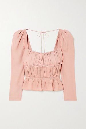 Blush + NET SUSTAIN Plath shirred crepe blouse | Reformation | NET-A-PORTER