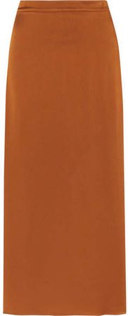 Marie Satin-crepe Midi Skirt - Light brown