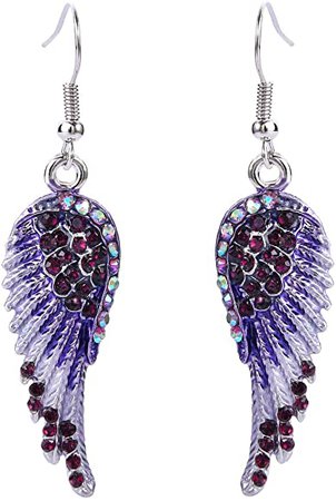 Amazon.com: EVER FAITH Angel Wing Hook Earrings Austrian Crystal Purple AB Silver-Tone: Jewelry