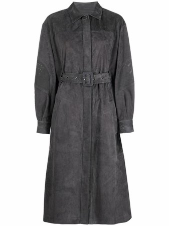 Ferrari belted suede trench coat