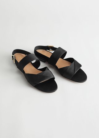 Twill Slingback Buckled Sandals - Black - Flat sandals - & Other Stories