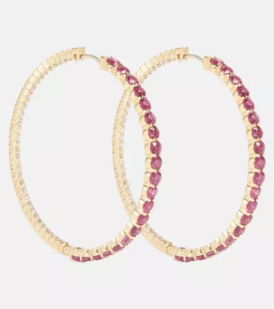 Lenox 18 Kt Gold Hoop Earrings With Diamonds And Sapphires in Multicoloured - Melissa Kaye | Mytheresa