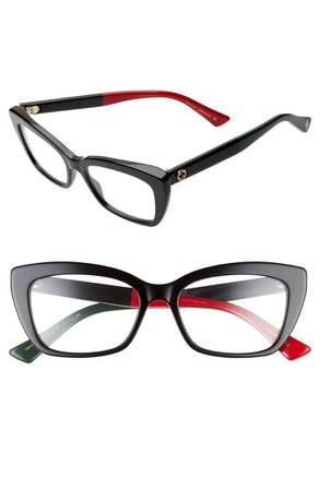 Gucci 51mm Cat Eye Optical Glasses Black