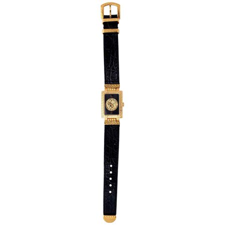 Gianni Versace Medusa Watch with Black Belt For Sale at 1stdibs
