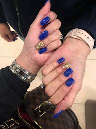 medium blue and gold nails - Google Search