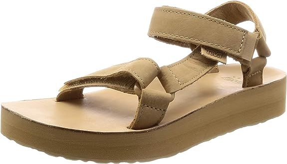 Amazon.com | Teva Women's Midform Universal Leather Sandal, Neutral Multi, 8 | Platforms & Wedges
