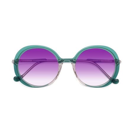 green and purple glasses