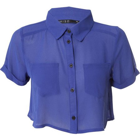 Royal Blue Cropped Button Up Shirt
