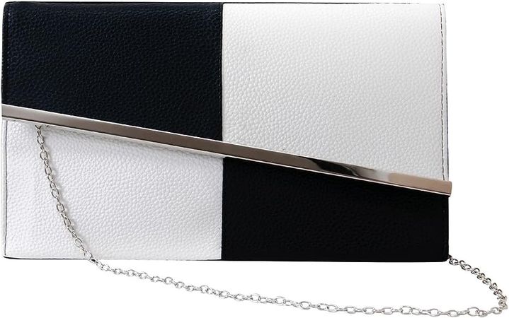 KEENICI Womens PU Leather Envelope Clutch Bag for Women Evening Handbags Shoulder Bags (Black and White): Handbags: Amazon.com