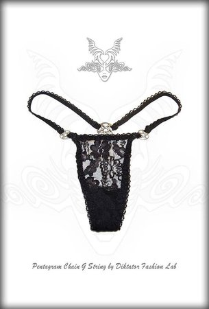 Pentagram G String Black Lace Panties Goth Chain Thong Occult | Etsy