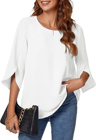 KUOTAI Womens Summer Tops Dressy Casual Shirts 3/4 Sleeve Work Blouse Business Casual Shirt at Amazon Women’s Clothing store
