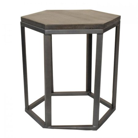 Crestview Collection Bengal Manor Mango Wood Hexagon End Table with Metal Gey Framework CVFNR428 883581119411 | CVFNR428 | Crestview Collection