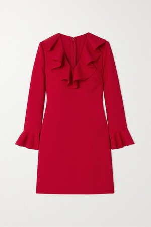 Valentino | Ruffled wool-blend crepe mini dress | NET-A-PORTER.COM