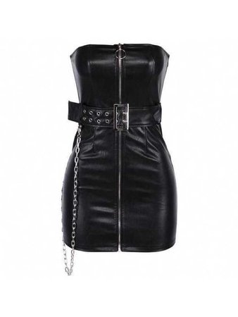 Black Leather Chain Dress