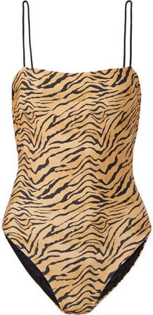 Suri Tiger-print Swimsuit - Sand