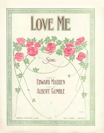 Love Me 1914 – Pink Roses Sheet Music