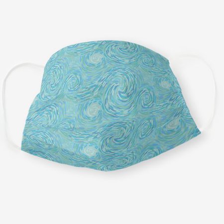 Bright Teal Blue And Gray Van Gogh Swirls Cloth Face Mask | Zazzle.com