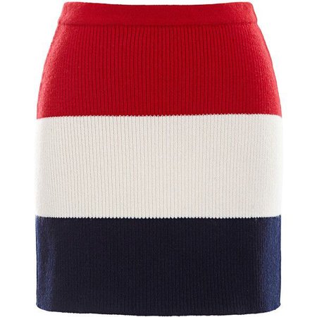 Thom Browne Mini Rib Knit Skirt In Rugby Stripe