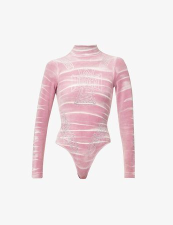 ARIES - Aries x Juicy Couture tie-dyed rhinestone-embellished cotton-blend body | Selfridges.com