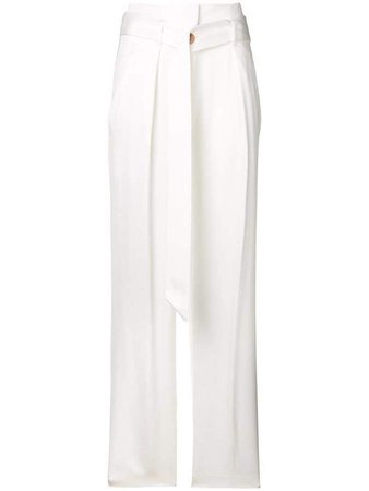belted high waist trousers