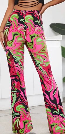 green and pink pants
