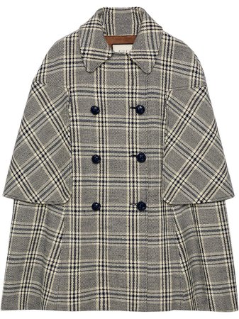 Gucci checkered double-breasted cape coat - FARFETCH