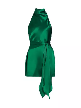 Shop Amanda Uprichard Sandrine Silk Halter Dress | Saks Fifth Avenue