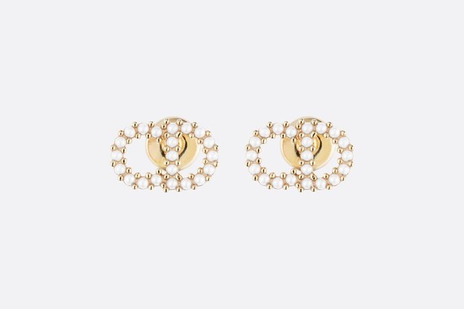 White Resin Pearl Clair D Lune Gold-Finish Earrings - products | DIOR