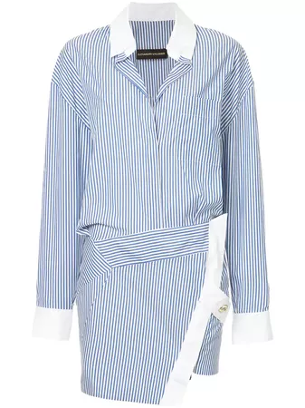 Alexandre Vauthier Striped Overlap Tunic Dress - Farfetch