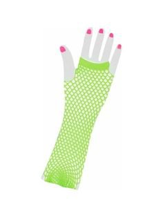 neon green fishnet gloves