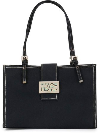 Pre-Owned stitching detailing logo buckle tote