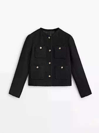 Textured cropped jacket with four pockets - Massimo Dutti