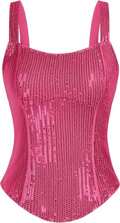 GRACE KARIN Sequin Tank Tops for Women Bustier Corset Top Sparkle Sexy Slim Camisole Sleeveless Party at Amazon Women’s Clothing store