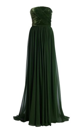 Cape-Detailed Silk And Velvet Gown By Elie Saab | Moda Operandi