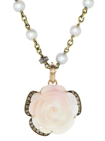 Sylva & Cie 18kt rose gold diamond Conch Shell Flower pendant - FARFETCH
