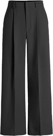 CIDER Wide Leg Pants for Women High Waist Pleated Work Pants Womens Wide Leg Trousers Straight Leg Regular Fit Opaque at Amazon Women’s Clothing store