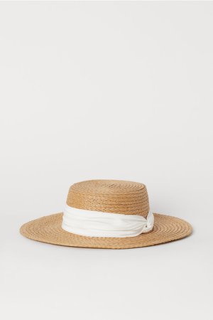 Cappello in paglia - Beige chiaro/bianco - DONNA | H&M IT