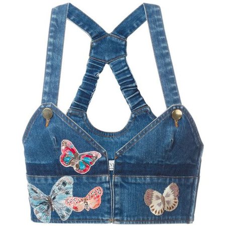Valentino Butterfly Embroidery Denim Top