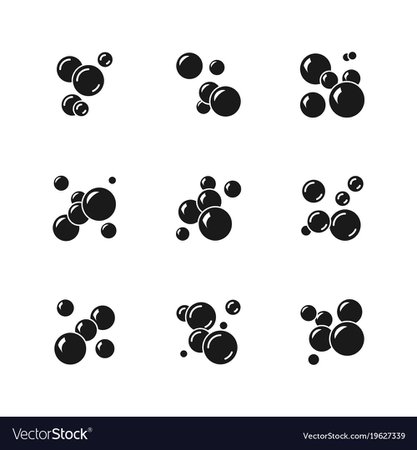 Soap bubble black icons isolated Royalty Free Vector Image