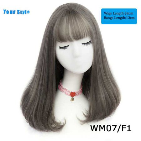 Your Style 45 Colors Synthetic Long Straight Natural Hair Wigs With Bangs Womens African American Hair Brown Blonde Gray Color -in Synthetic None-Lace Wigs from Hair Extensions & Wigs on Aliexpress.com | Alibaba Group