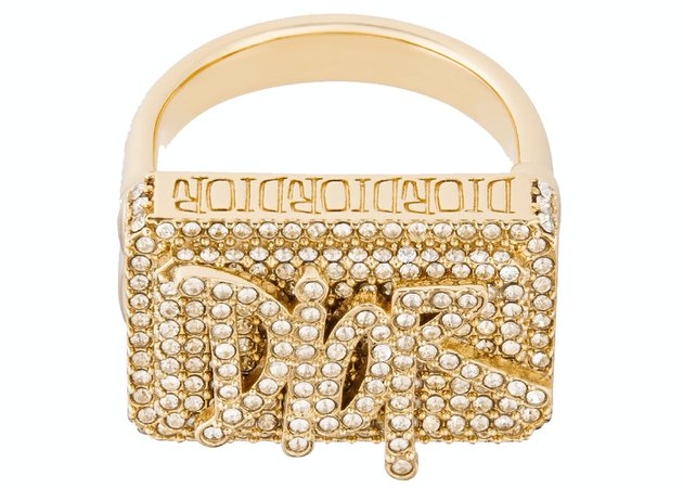 Dior And Shawn Ring Gold-Tone Brass with Crystals