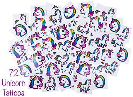 Amazon.com: Unicorn Tattoos - 72 Pack Set Of Assorted Unicorn Temporary Tattoos - Great For Birthday Party Favors, Classrooms, Favor & Goody Bags, And Other Party Supplies - Safe, Non-Toxic, Easy To Remove!: Toys & Games