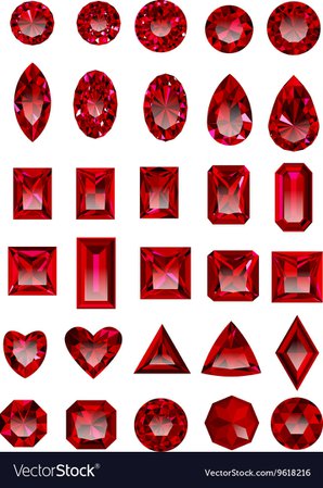 Set of realistic red rubies Royalty Free Vector Image