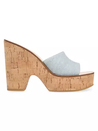 Shop Veronica Beard Paulita Denim Platform Wedge Sandals | Saks Fifth Avenue